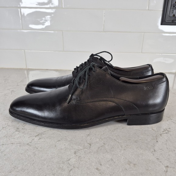 HUGO BOSS Size 11 Leather Derby Oxford Shoes Black 50190694‎ main image 11